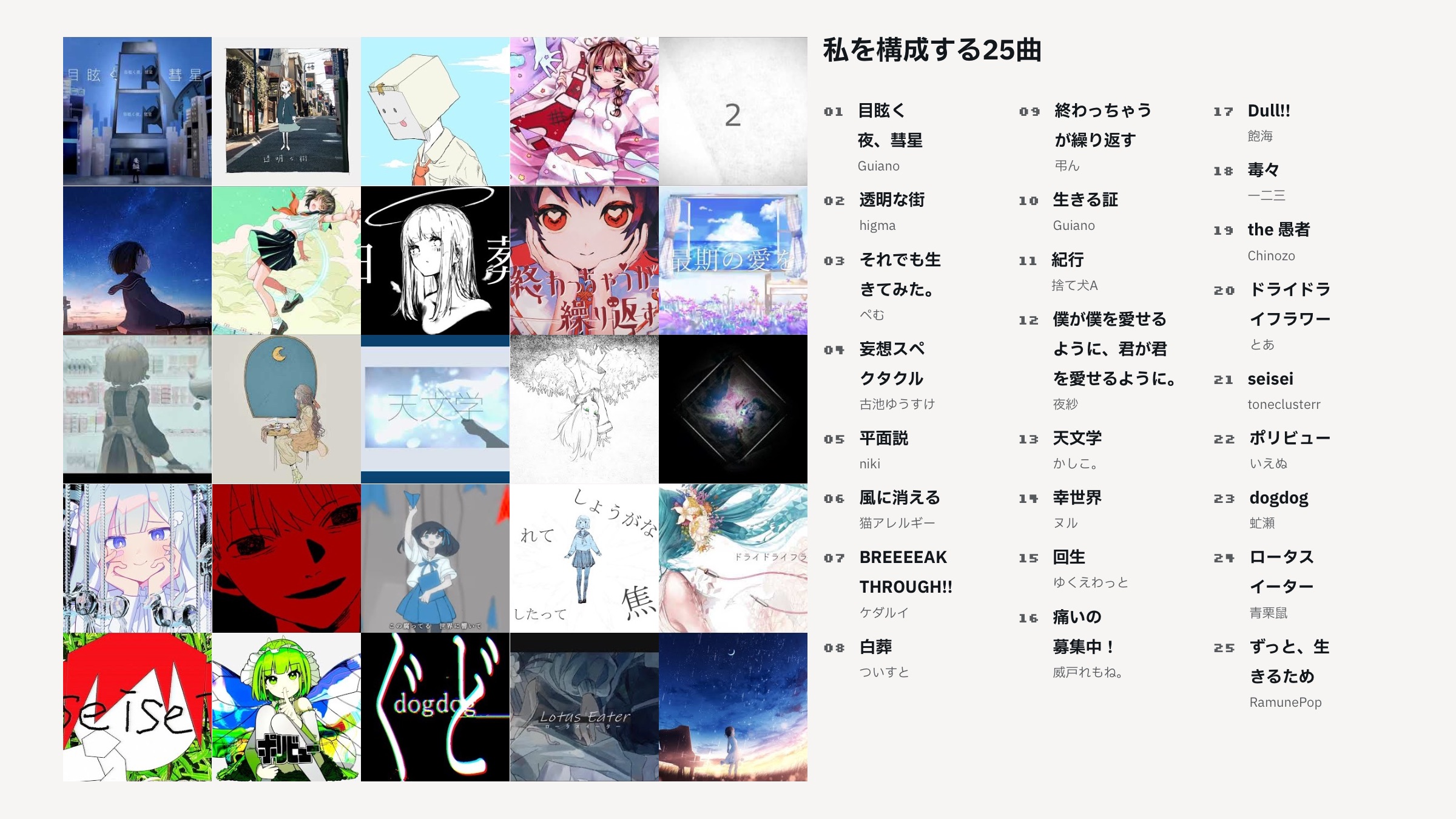 私を構成する25曲